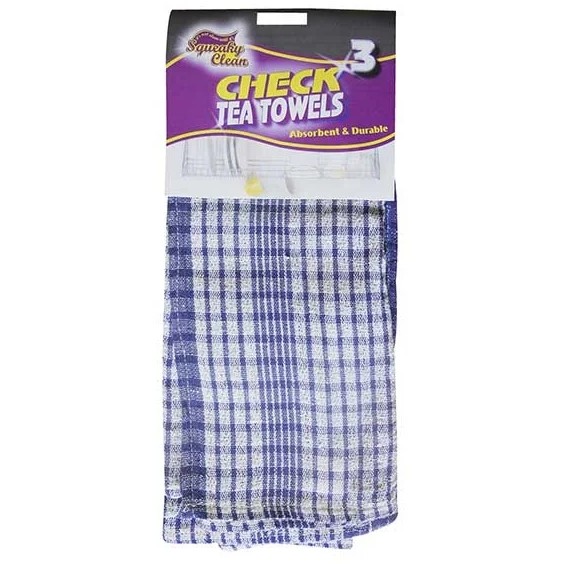 Squeaky Clean Checked Tea Towels 3pk