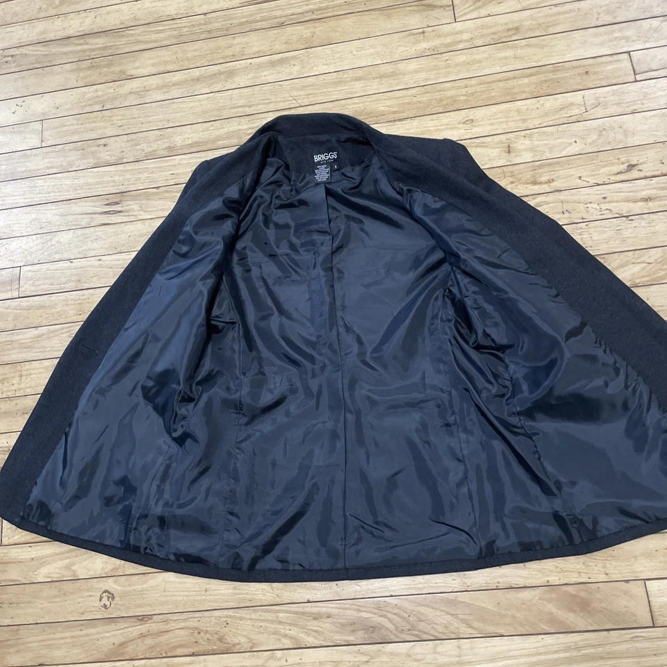 Blazer Briggs NY 100 % Lana Traje Chaqueta Mujer 8 Gris Carbón 1 Botón Corte Moderno Foto 3 de 4
