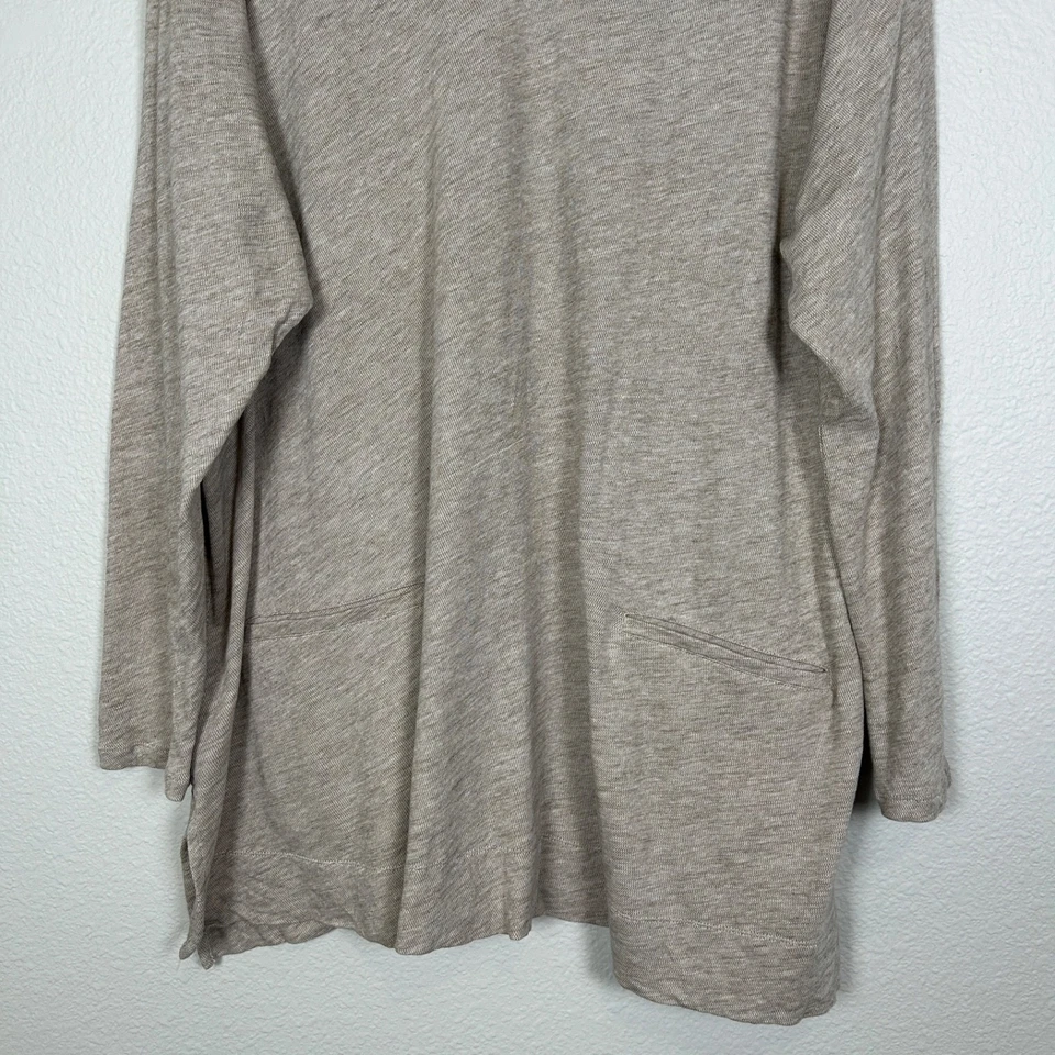 J. Jill Talla Grande 3X Camiseta Manga Larga 100% Algodón Tostado Cuello en V con Bolsillos Foto 3 de 4