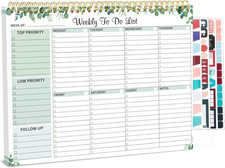 52 Sheets Weekly To Do List Notepad, 8.5" x 11" Efficiently Plan Weekly Task Lis