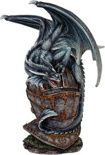 Mysti Calls Drache Blau auf Helm FANTASY DRACHEN Figur Groß Neu