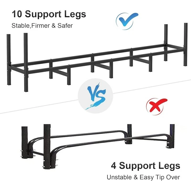 Soporte de estante de leña interior exterior de 5,3 pies para chimenea almacenamiento de madera ajustable  Foto 4 de 4
