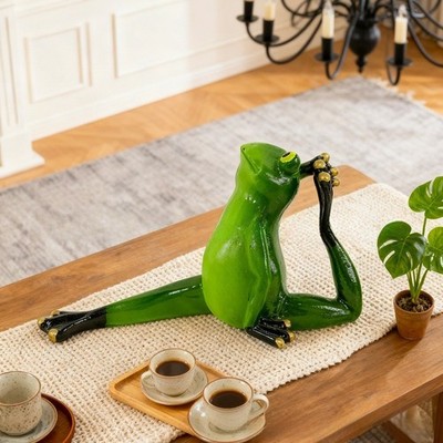 Handcrafted Resin Amphibian Yoga Sculpture for Garden and Indoor Table Decor