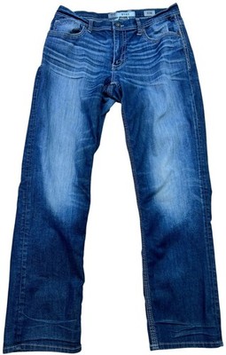 BKE Mens Ryan Straight Leg Denim Jeans Super Stretch Size 33R Blue Dark Wash