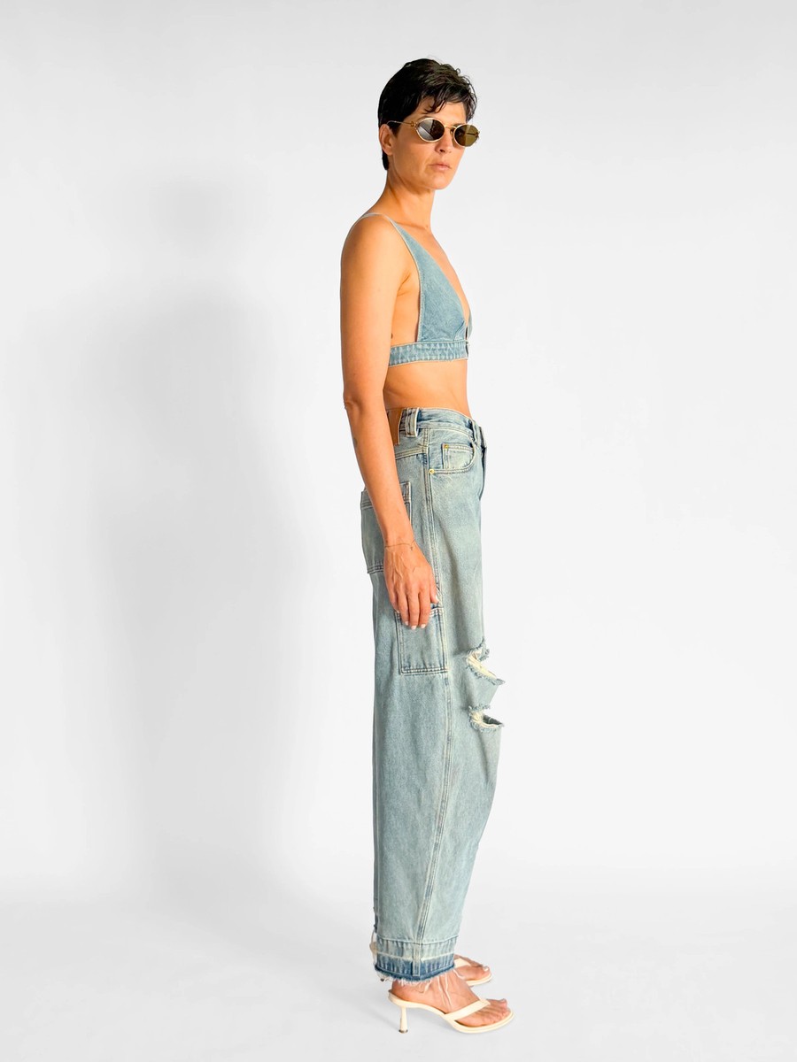 Prada Triangle Logo Denim Bralette | eBay