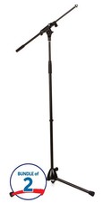 K M 210/8 Microphone Stand with Telescoping Boom - Black 2-pack 