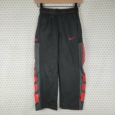 Nike Elite Therma-Fit Boys Pants Size Small Black Red Swoosh Track Sweatpants