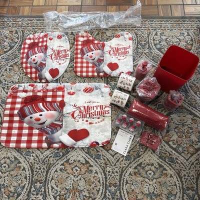 Christmas Bathroom Set Holiday Xmas Bathroom Accessories 6PC Complete plus 3 rug