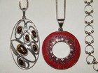 Fine Vintage (5)Pc STERLING SILVER ARTISAN NECKLACES JEWELRY LOT Sea Glass~Amber — photo 9