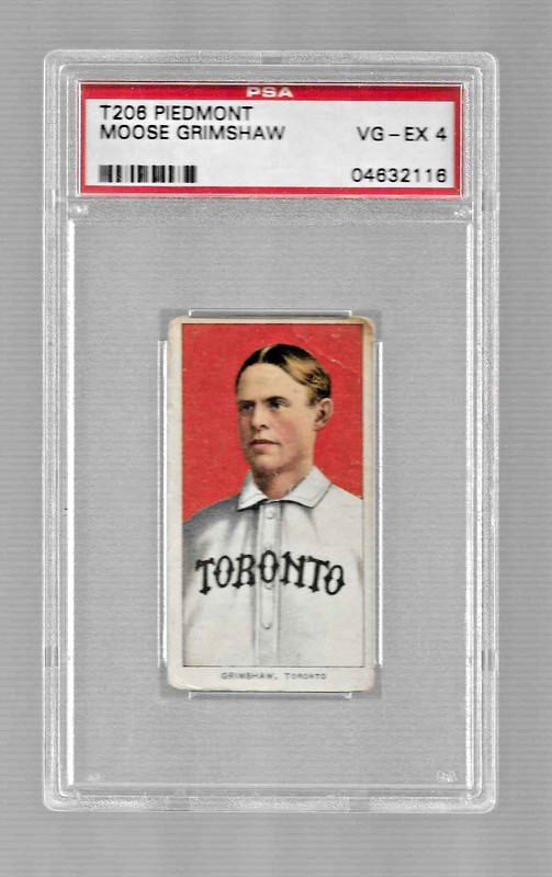 1909-11 T206 PIEDMONT 350 TOBACCO BASEBALL CARD PSA 4 MOOSE GRIMSHAW TORONTO