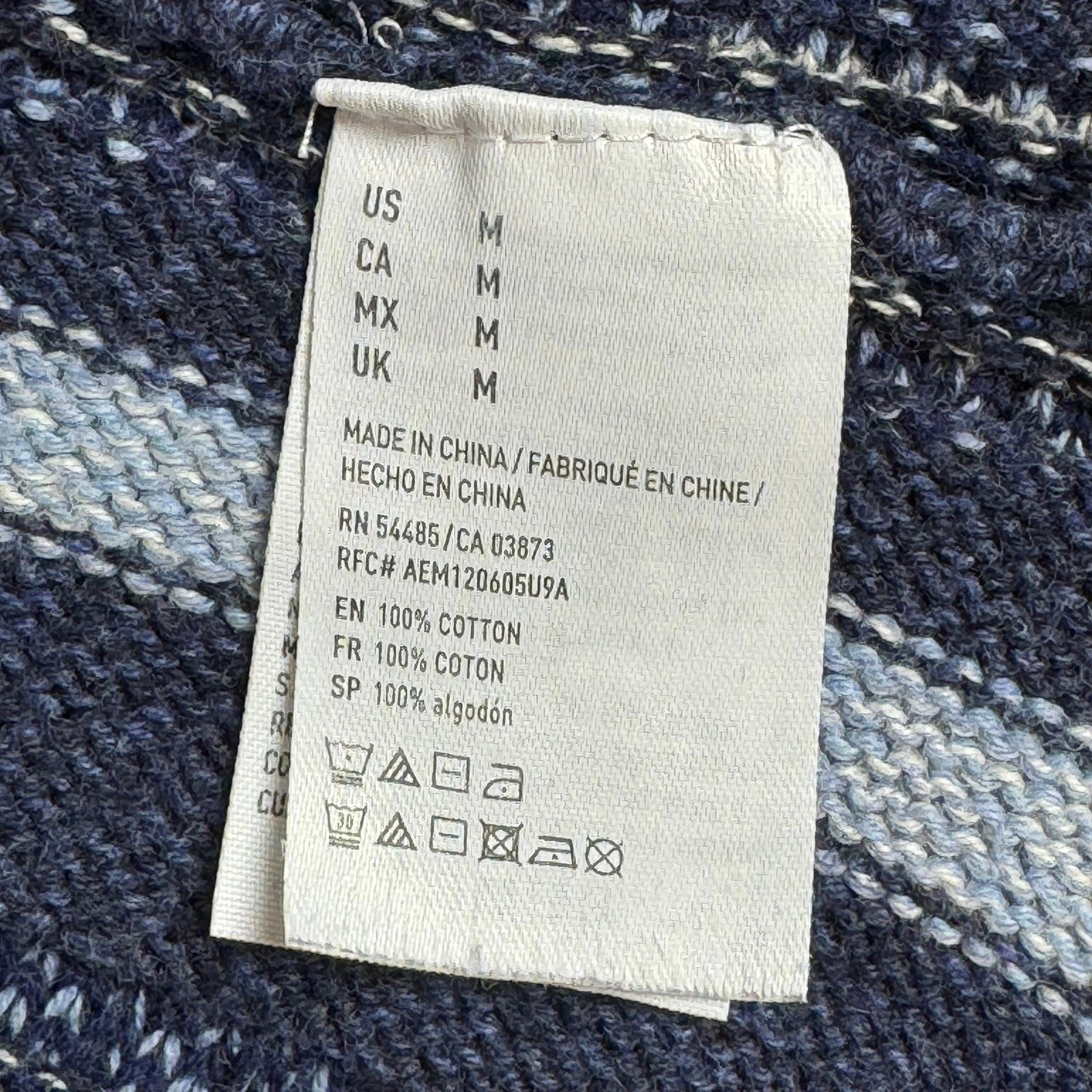 American Eagle Mens Blue Striped Baja Hoodie Knit Cotton Sweater Size M YEAR2014 image 24