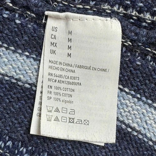 American Eagle Mens Blue Striped Baja Hoodie Knit Cotton Sweater Size M YEAR2014 image 24