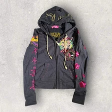 Crystal Rock Christian Audigier Full Zip Hoodie Women’s Size XS NWT Tattoo Y2K