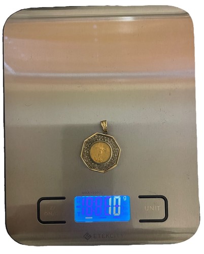 1996 1/10 Oz Gold American Eagle $5 Coin 10k Gold & Diamond Bezel Pendant Charm - Picture 10 of 10