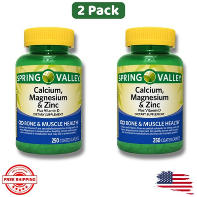 #ad Spring Valley Calcium Magnesium Zinc Plus Vitamin D3 Coated Caplets 250 Ct 2pk $11.49