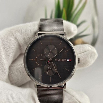NEU TOMMY HILFIGER 1781945 DAMENUHR GRAUES MESHBAND & GRAUES ZIFFERBLATT UK