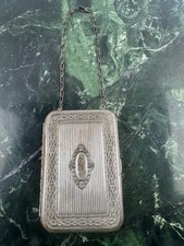 ANTIQUE GERMAN SILVER Ladies Compact Coin Dance Purse w/Chain