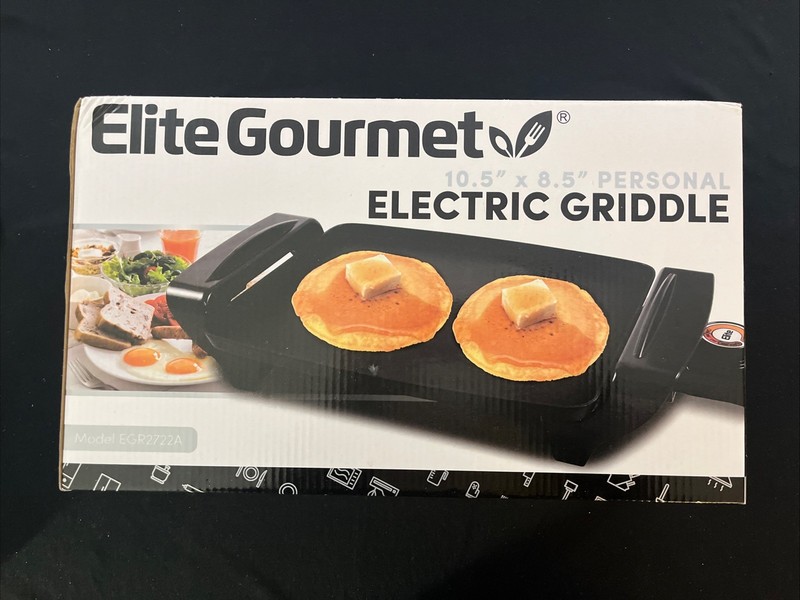 Elite Gourmet Electric Griddle 10.5" x 8.5" Non-Stick Adjustable Thermostat