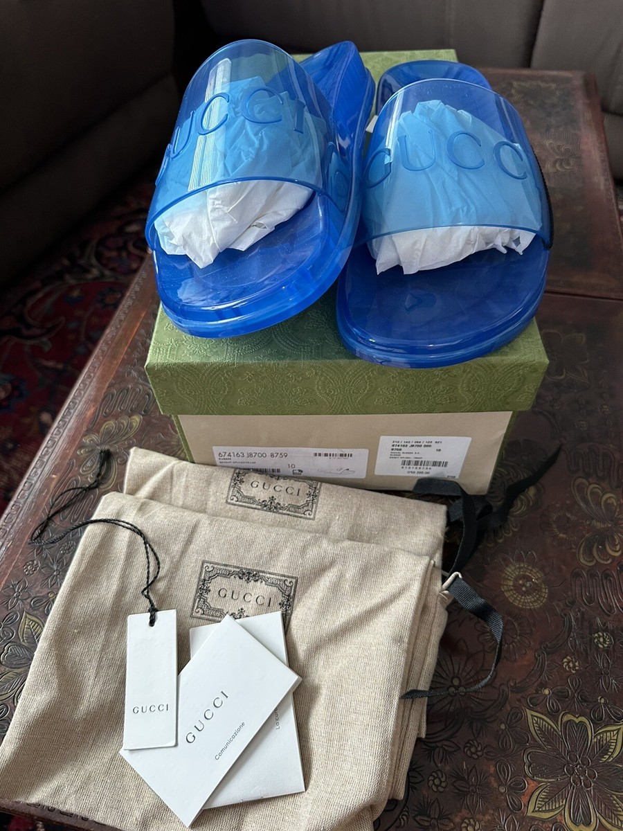 GUCCI 450$ Men's Slide Sandals - Gucci Logo, Transparent
