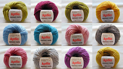 MERINO 100%  -  Katia  -  50g  -  Garn  - 100g / 8,00 