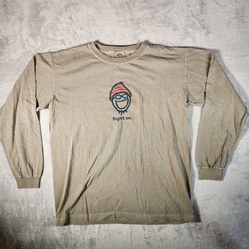 Life is Good Shirt Mens Medium Green Right On Sunglasses Beanie Hat USA Made - Picture 1 of 9