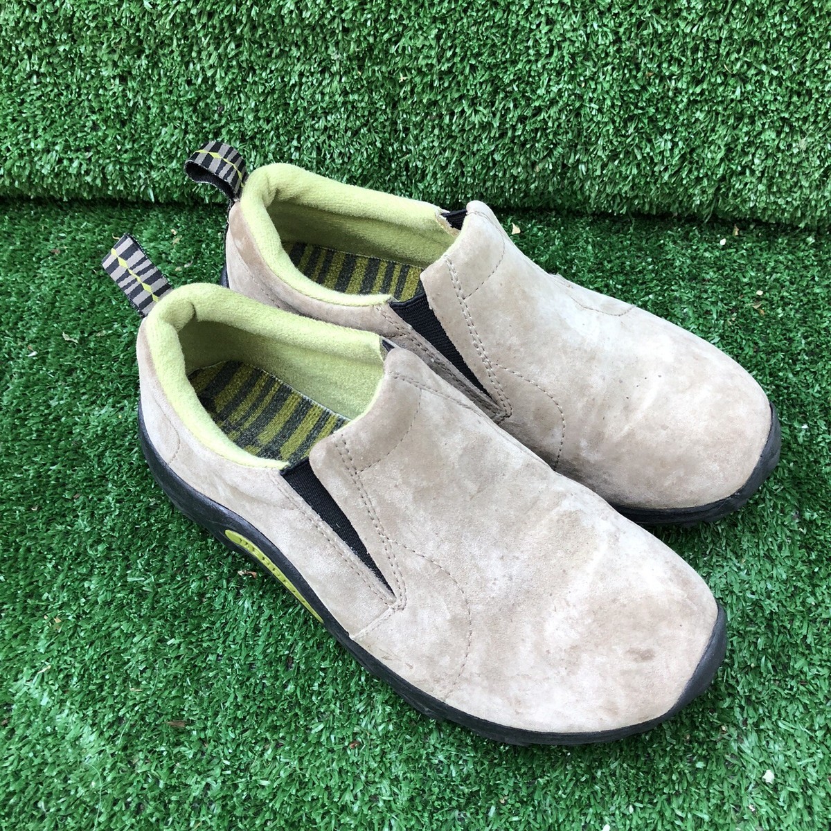 Merrell Shoes Boys Jungle Moc Tan Leather Slip On Loafers  display picture 1