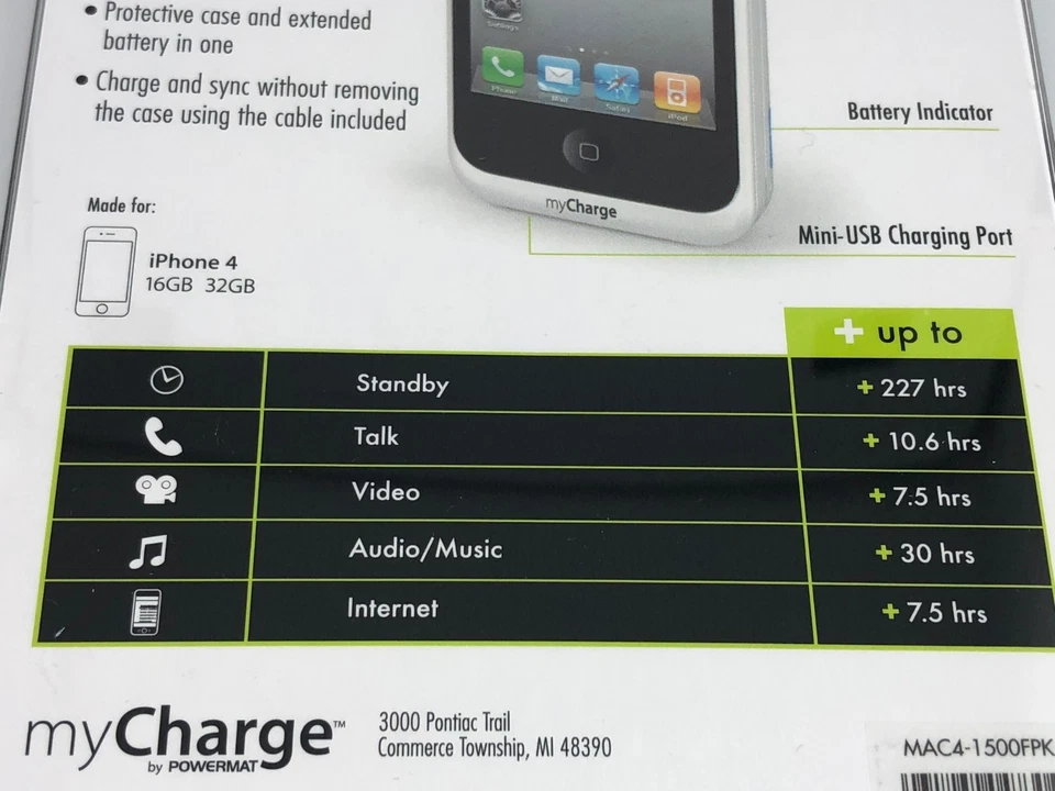 Funda Batería MyCharge con Tapa Abatible Integrada para Apple iPhone 4/4s - Rosa/500mAh Foto 4 de 4