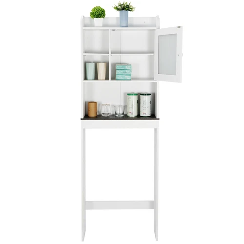 Over the WC Aufbewahrungsschrank Badezimmer Organizer mit Regal braun/weiß/grau - Bild 6 von 31