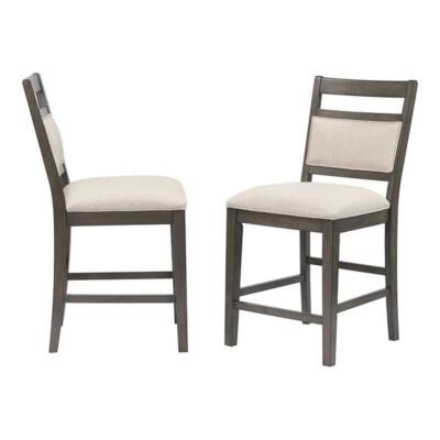 Sunset Trading Shades of Gray 25'' Upholstered Fabric Wood Barstool in Gray