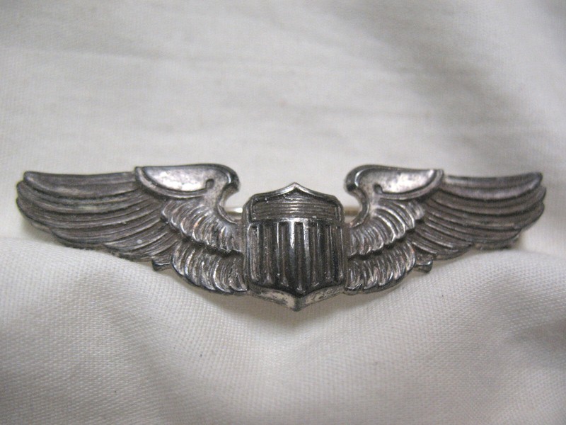 W@W RARE! WWII USAAF Sterling Pilot's Wings 2" Size Hilborn-Hamburger Pin Back