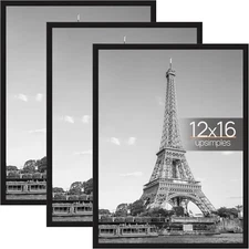 12X16 Picture Frame Black 3 Pack, Scratch-Proof Poster Frames 12 X 16 for Photo