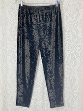 Vintage Chrysantheme Brown Velvet Long Pants Women's Size Medium Elastics Waist