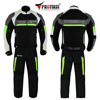 PROFIRST Mens Motorcycle Waterproof Suit Motorbike Bike Trousers and Jacket Armoured CE