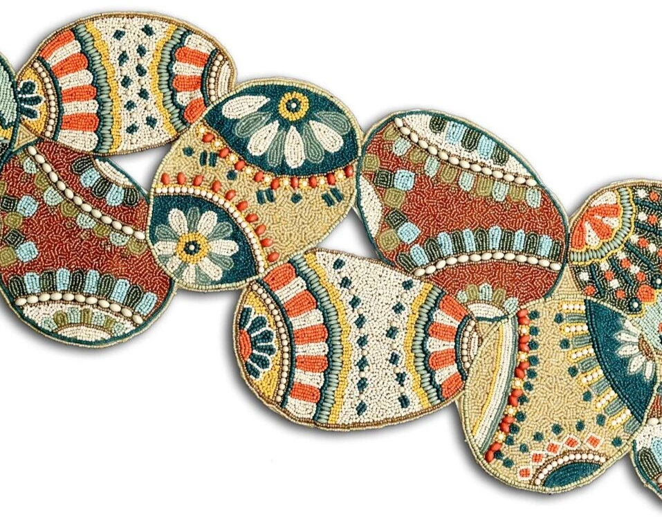 Easter Eggs Table Runner Designer Beaded Table Runner Easter Tableware 13X36 In - Image 2 of 4