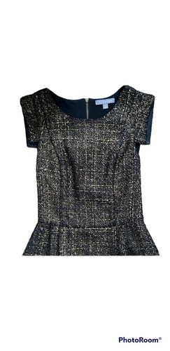 Tinley Road Women Black Sleeveless Blouse Gold Tweed Peplum Top Size XS - Picture 5 of 5