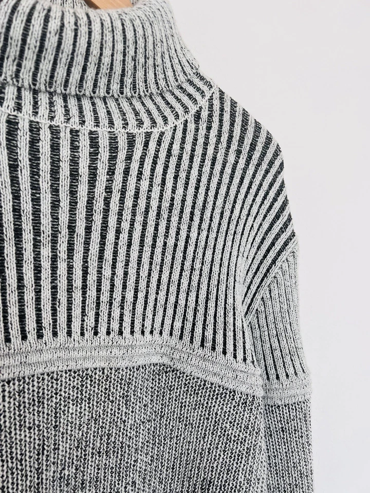 Suéter NICK RISK Para Hombres Grueso Cuello Tortuga Talla L Abuelo Gris/Blanco Academia Foto 2 de 4