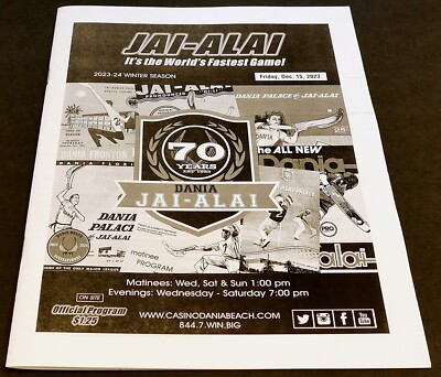 BRAND NEW DANIA JAI ALAI PROGRAM 12/15/2023 - GOIKOETXEA USA FAREWELL TOUR DAY 1