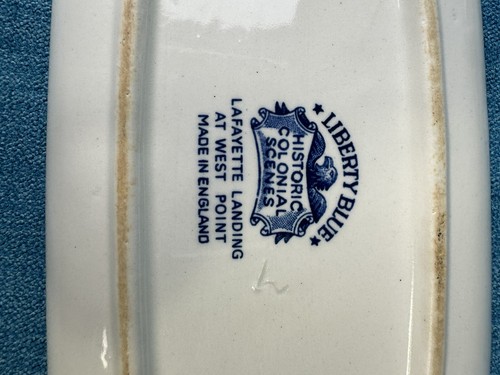 LIBERTY BLUE Butter Dish ~ Lafayette Landing At West Point ~ Historic Colonial - 第 6/19 張圖片