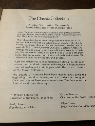 THE CLASSIC COLLECTION: A joint distribution venture of Janus Films 1983 - Picture 4 of 12