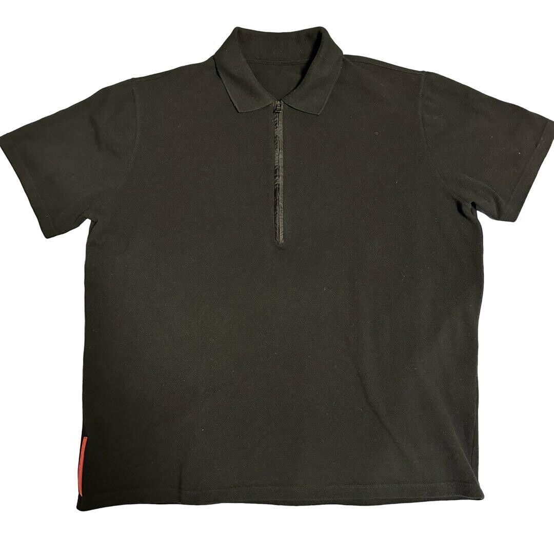 PRADA Sport Archive Vintage Half Zip Polo Shirt Black Italy PRADA Sport Archive Vintage Half Zip Polo Shirt Black Italy