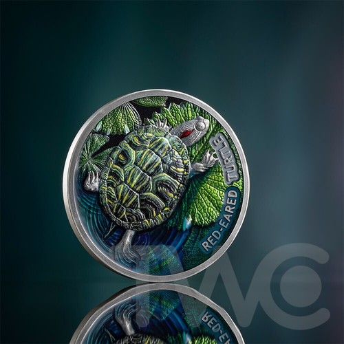 Red-Eared Turtle Lifelong Journey 2 oz Antique finish Silver Coin 2 ...