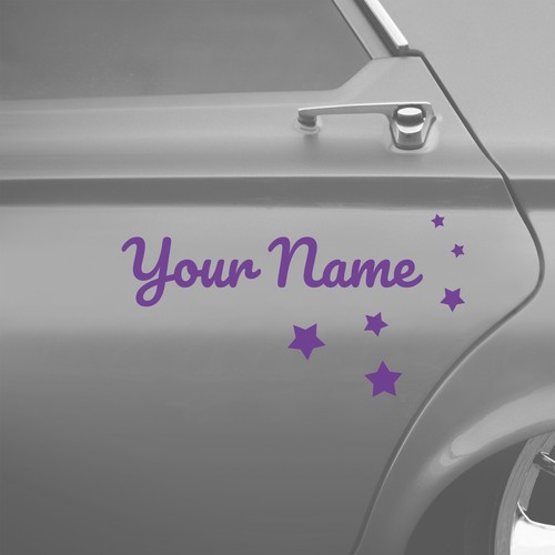2 x Custom Car Name Stickers With Shapes - Curly Style - Picture 15 of 19