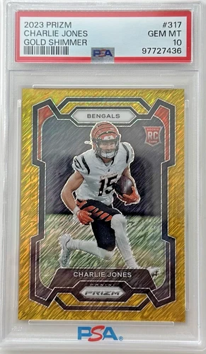 2023 Panini Prizm #317 Charlie Jones Gold Shimmer 01/10 Bengals