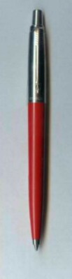 Parker Jotter Ballpoint Pen Chilli Red & Stainless Steel Black Ink Brass New Usa