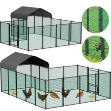 Metal Chicken Coop Run Rabbit Hutch Duck Cage Large Pet House with Anti-UV Cover