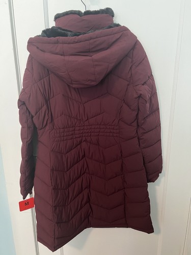 Andrew Marc Women Oxblood Red Hooded Jacket Quilted Puffer Jacket Coat Medium - Picture 6 of 7