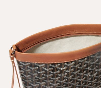 New Goyard Conti Zip Pouch Coated Canvas Black & tan