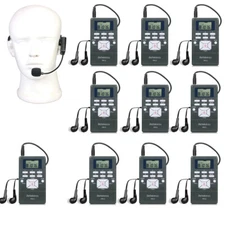 Retekess Wireless Mic Headset System FM Transmitter 10 Receivers Meeting Sport