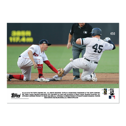 2019 LUKE VOIT 4-for-4 LEADS YANKEES @ RED SOX TOPPS NOW LONDON SERIES CARD #450 - Picture 2 of 2