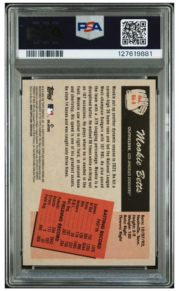 2024 BOWMAN MOOKIE BETTS 1955 BOWMAN ANIME #BA8 PSA 9 view 2